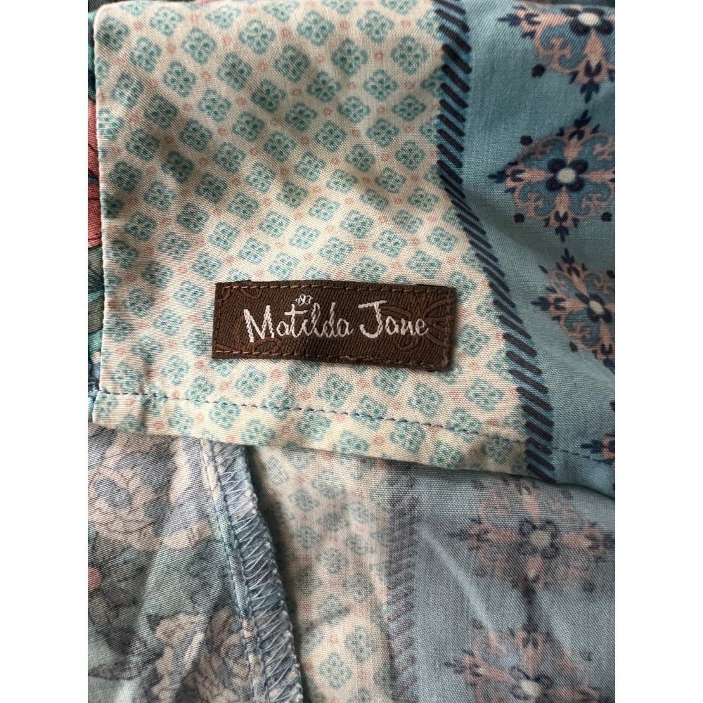 Matilda Jane Floral Patchwork Smocked Midi Dress Blue Pink S Tback boho cottage - Picture 6 of 13